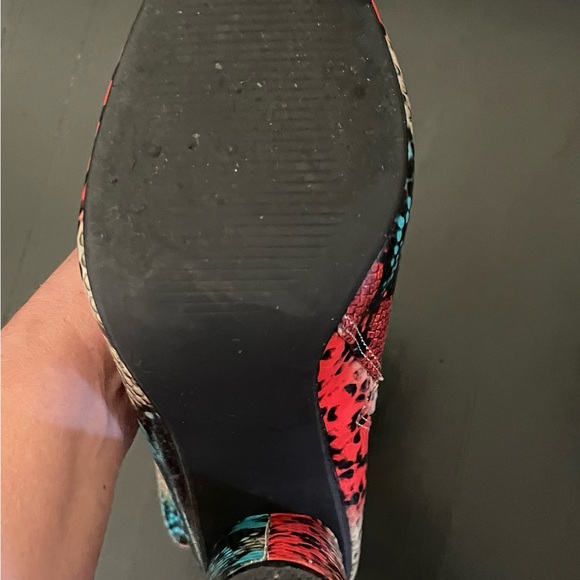 Snake skin design colorful knee high boots - Picture 4 of 10